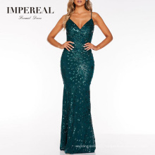Lace Up Closure Maxi Fishtail Emerald Green Sequin Nice Floral Sex Prom Dress